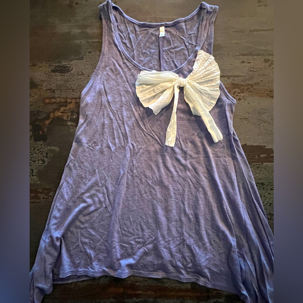 💙🤍🎀BJEWEL Blue Asymmetrical Hem Tank Top Big Bow🎀